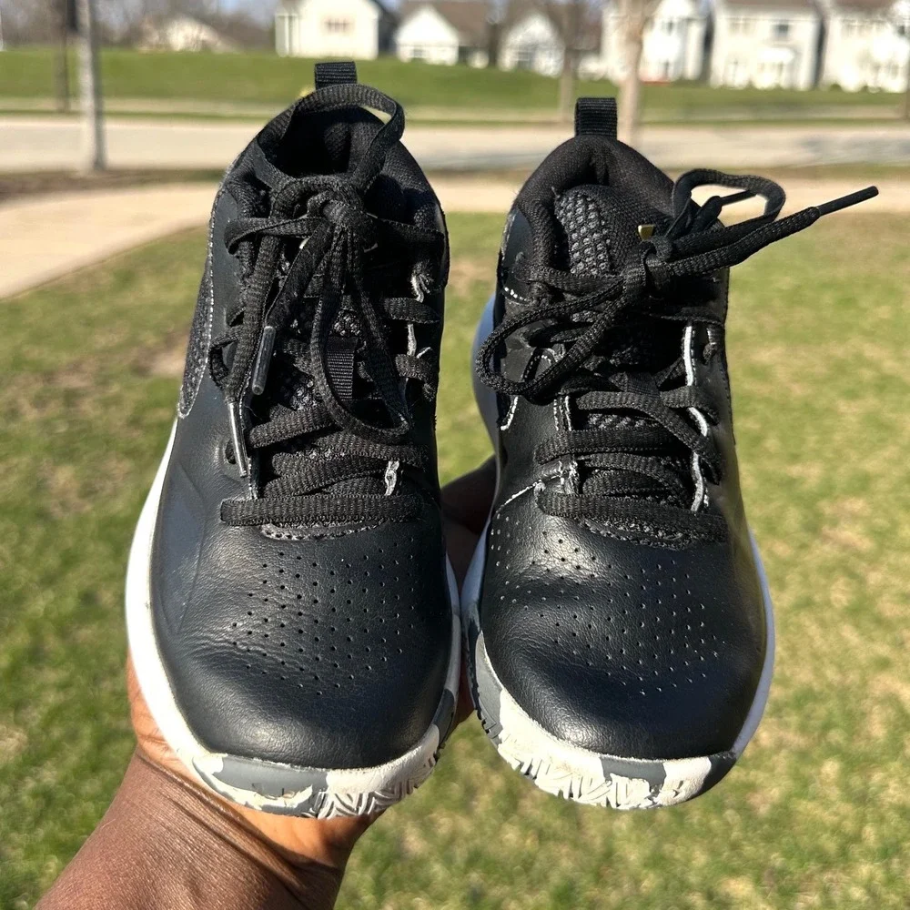 Under Armour Lockdown‎ 5 Faux Leather Basketball Shoes Toddler Boy Size 12 Black
